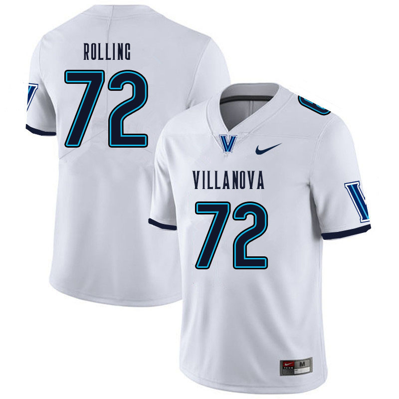 Men #72 Jaden Rolling Villanova Wildcats College Football Jerseys Sale-White - Click Image to Close